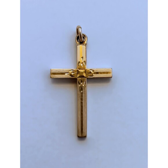 Vintage Carl-Art Signed 1/20 12 K GF Cross Pendant 1 in - Picture 2 of 8